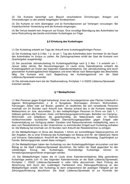 Informationsblatt zum Kurbeitrag - Spreewald-Freizeitoase