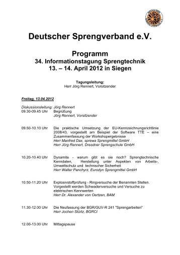 Deutscher Sprengverband eV Programm 34. Informationstagung ...