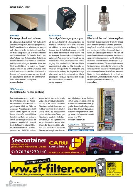 Ausgabe 5 /2013 - technik + EINKAUF