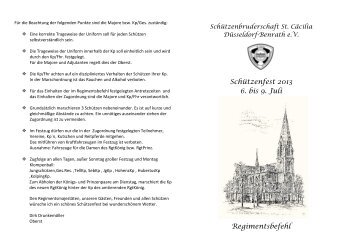 Schützenfest 2013 6. bis 9. Juli Regimentsbefehl