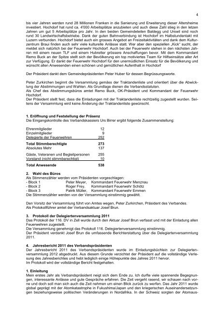 Protokoll der 117. Delegiertenversammlung 2012