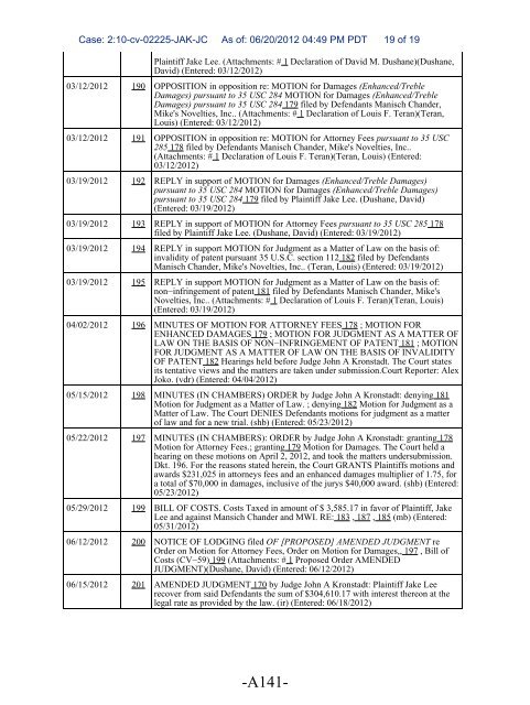 Joint Appendix (Part 1)