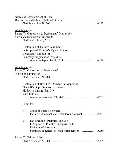 Joint Appendix (Part 1)