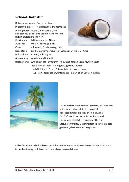 Kokosöl Vortrag - Blog des Aroma Forum International eV