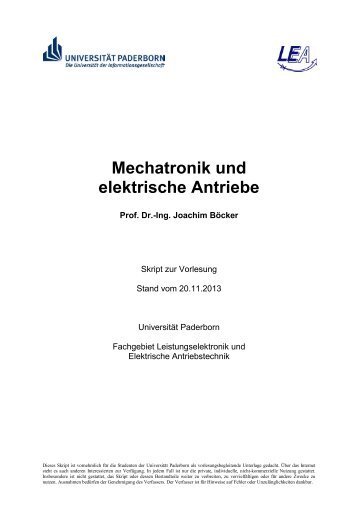 Skript - Fachgebiet Leistungselektronik und Elektrische ...