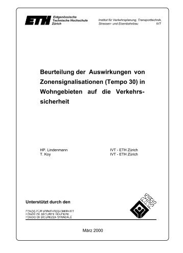 Beurteilung der Auswirkungen von Zonensignalisationen (Tempo 30)