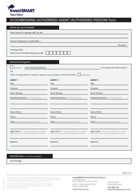 Authorised Agent Form - InvestSMART