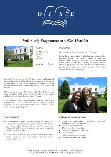 Full Study Programme at OISE Dawlish - Sprachenmarkt.de