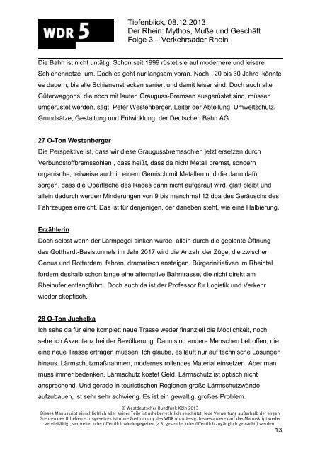 Regiemanuskript_Der Rhein_Folge 3 - WDR 5