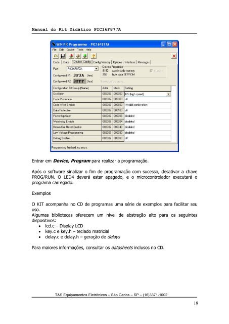 Manual de Operação - T&S Equipamentos Eletrônicos