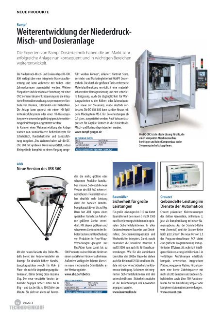 Ausgabe 6 / 2013 - technik + EINKAUF