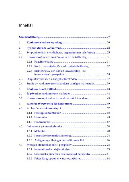 Åtgärder för bättre konkurrens – konkurrensen i Sverige (2009:4)