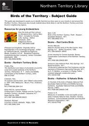 Guide to Territory Birds - Department of Arts and Museums