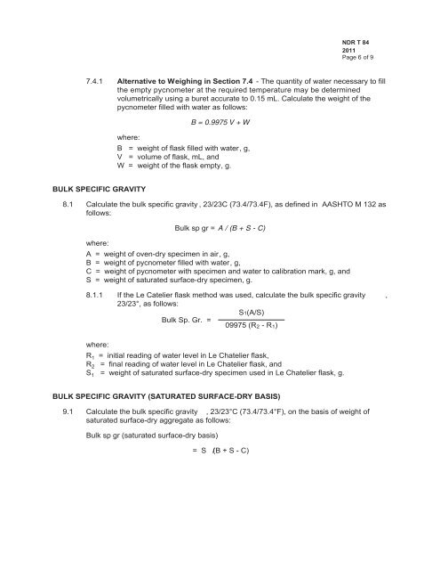 specific gravity and absorption of fine aggregate - Nebraska ...