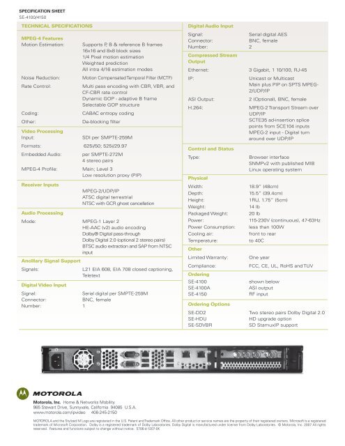 SE-4100/4150 - Motorola Solutions