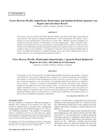 Uterus Bicornis Bicollis, Imperforate Hemivagina and Ipsilateral ...