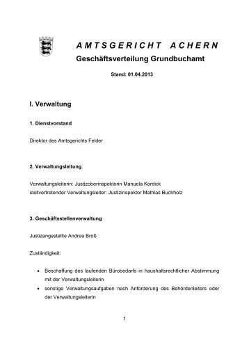Grundbuchamt - Amtsgericht Achern