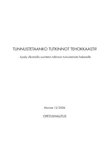 Tunnustetaanko tutkinnot tehokkaasti? - Opetushallitus