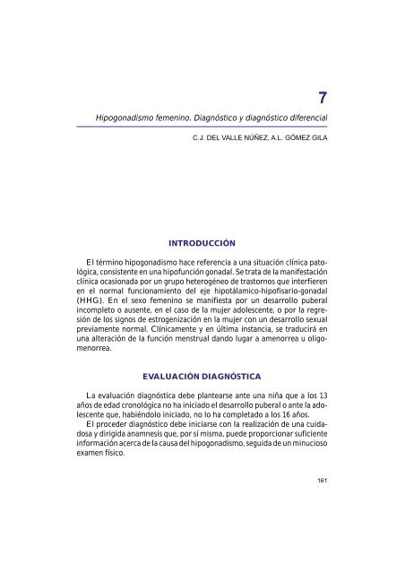 7. Hipogonadismo femenino. Diagnóstico y diagnóstico diferencial