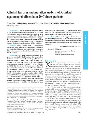 Clinical features and mutation analysis of X-linked ...