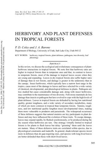 herbivory and plant defenses in tropical forests - CDAM