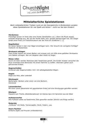 mittelalterliche Spielstationen - ChurchNight