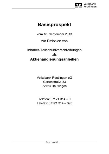 Basisprospekt vom 18. September 2013 zur Emission von Inhaber ...