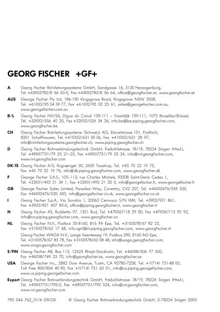 Operating Instructions GEORG FISCHER +GF+ ... - Orbitechnik.com