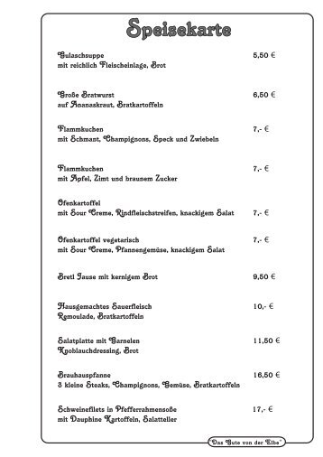 Speisekarte - Bleckeder Brauhaus