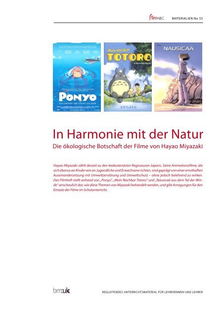 Die ökologische Botschaft der Filme von Hayao ... - Mediamanual.at