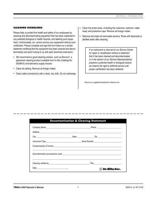 TROLL 9500 Operator's Manual - Geotech Environmental Equipment