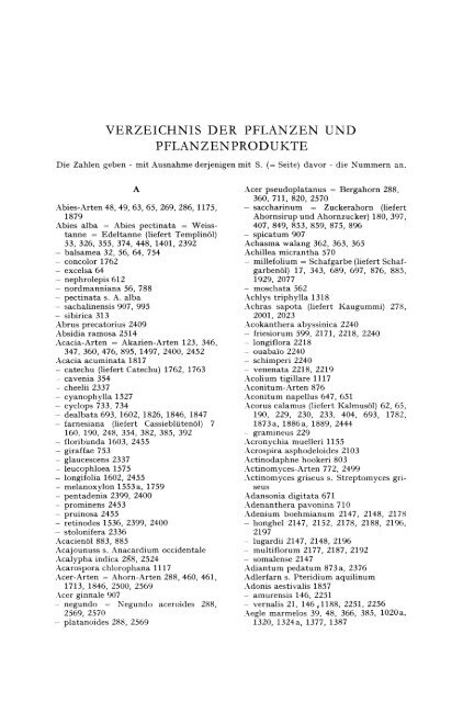 verzeichnis der pflanzen und pflanzen produkte - Springer