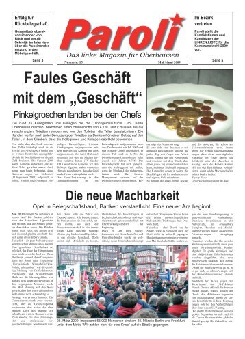 Paroli - Das Linke Magazin für Oberhausen Ausgabe: Mai 2009