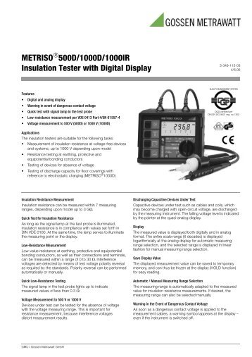 METRISO 500D/1000D/1000IR Insulation Tester with Digital ... - Astat