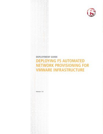 Deploying F5 Automated Network Provisioning For ... - F5 Networks