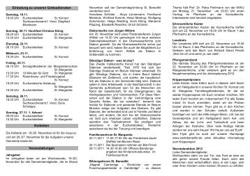 Einladung zu unseren Gottesdiensten Kollekten ... - St. Benedikt