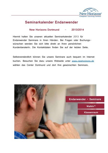 Seminarkalender Endanwender - New Horizons