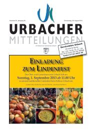 Sonntag, 1. September 2013 ab 11.00 Uhr - Gemeinde Urbach