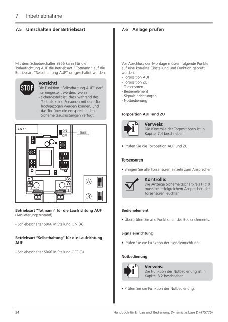 Dynamic xs.base. Handbuch für Einbau und Bedienung