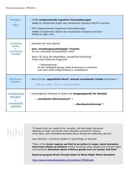 moralisches Handeln   moralische Gefühle - projekt 9