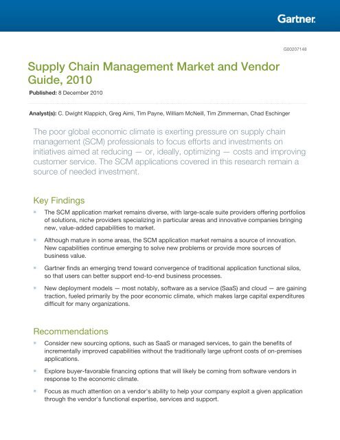 Supply Chain Management Market and Vendor Guide ... - Datamatics