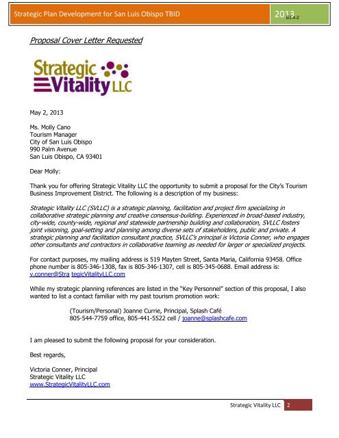 Strategic Vitality LLC - the City of San Luis Obispo