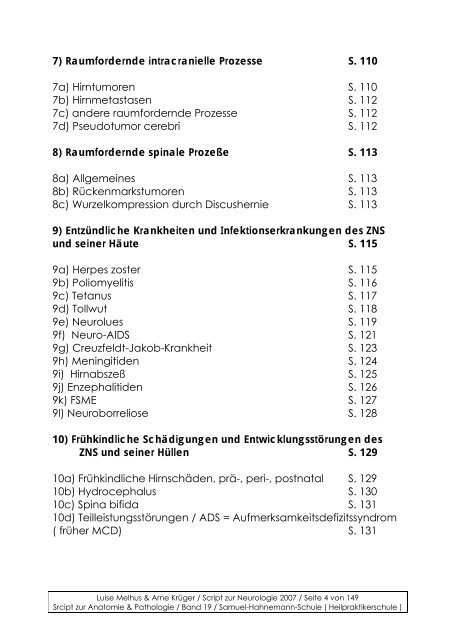 Samuel-Hahnemann-Schule Band 19 - Script zur Neurologie