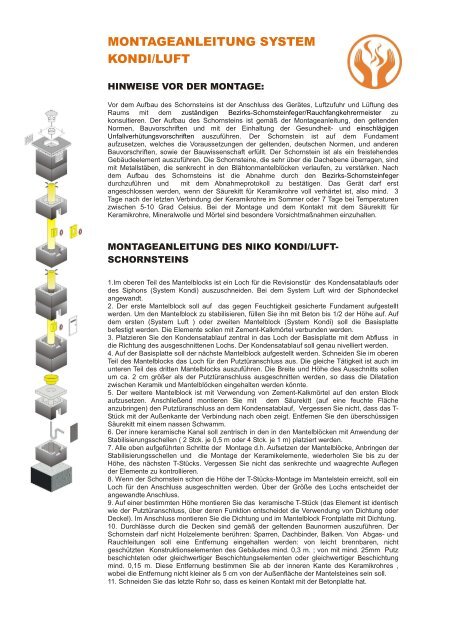 Instrukcja Kondi-Luft DE - Schornsteine NIKO