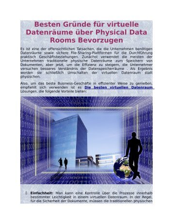 Besten Gründe für virtuelle Datenräume über Physical Data Rooms Bevorzugen