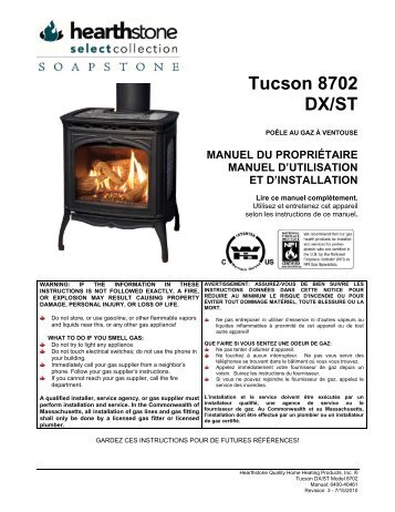 Tucson 8702 Manual - Hearthstone Stoves