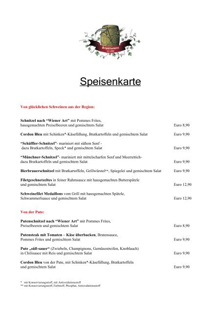 Speisekarte zum Download