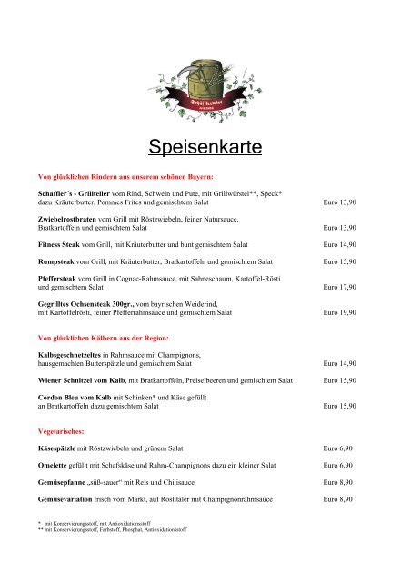 Speisekarte zum Download