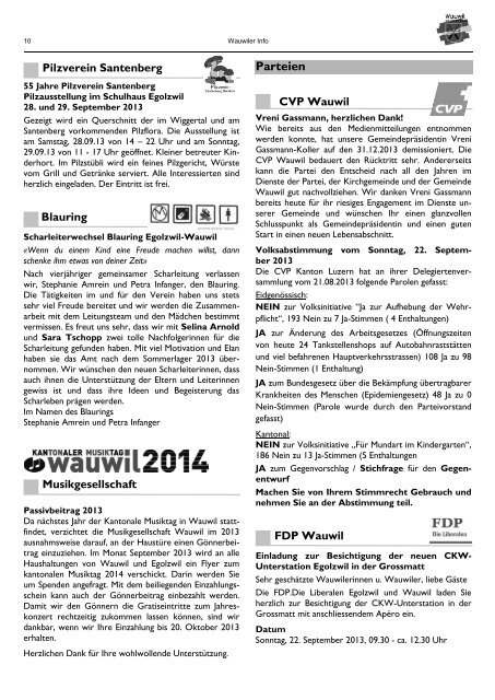 Wauwiler Info September 2013 (0,5 MB) - Gemeinde Wauwil