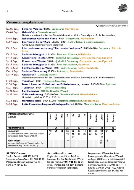 Wauwiler Info September 2013 (0,5 MB) - Gemeinde Wauwil